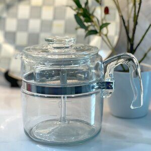 Vintage Pyrex Flameware Glass Percolator Coffee Pot (7756) Complete